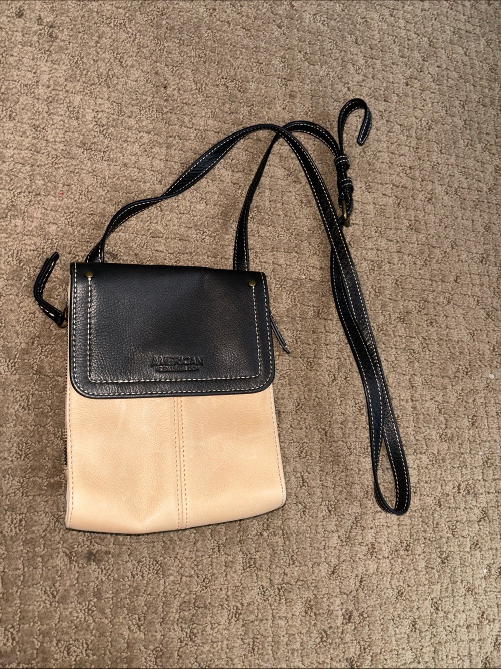 American Exchange Black and Cream Two-Tone Crossbody Bag